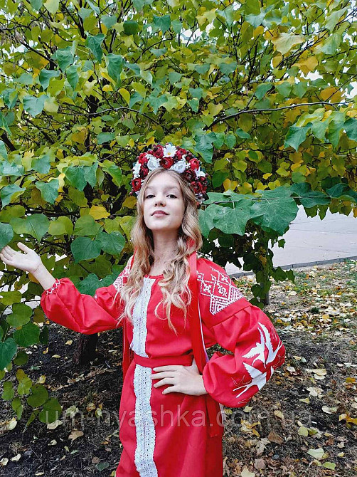 Віночок український червоний сценічний зі стрічками Кривий Ріг - фото 10