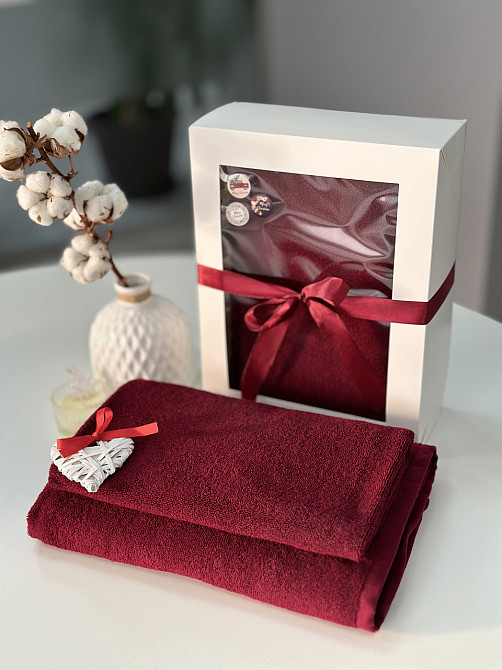 Подарочный набор махровых полотенец 50х90, 70х140 см 450 г/м2 100% хлопок Черновцы - изображение 1