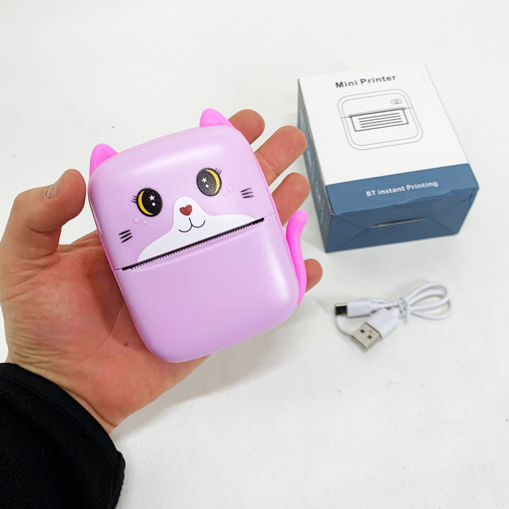 Портативный детский термопринтер с Bluetooth A8 Cat мини принтер для телефона Pink KZ-58 Львов - изображение 10