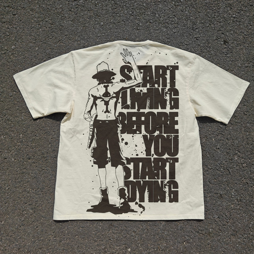 Футболка чоловіча з принтом аніме Ван Піс Портгас Д Аке оверсайз (S/M/L) Черний Дніпро - фото 9