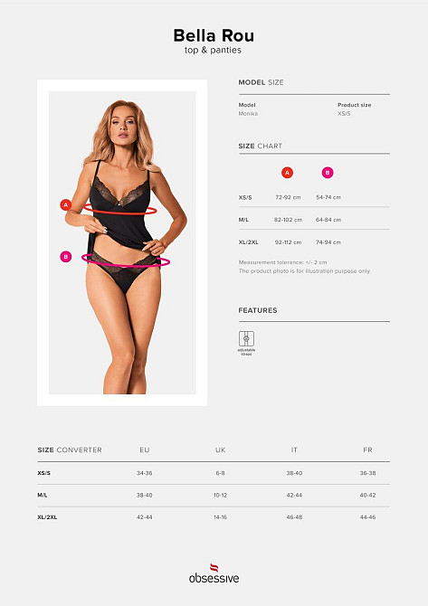 Топ та трусики Obsessive Bella Rou top & panties XL/2XL, топ, трусики Sex Aura Київ - фото 5