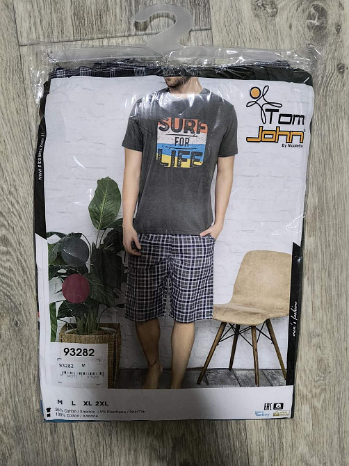 Чоловічий комплект для дому та відпочинку з шортами в карту — Surf for life Tom John Київ - фото 2