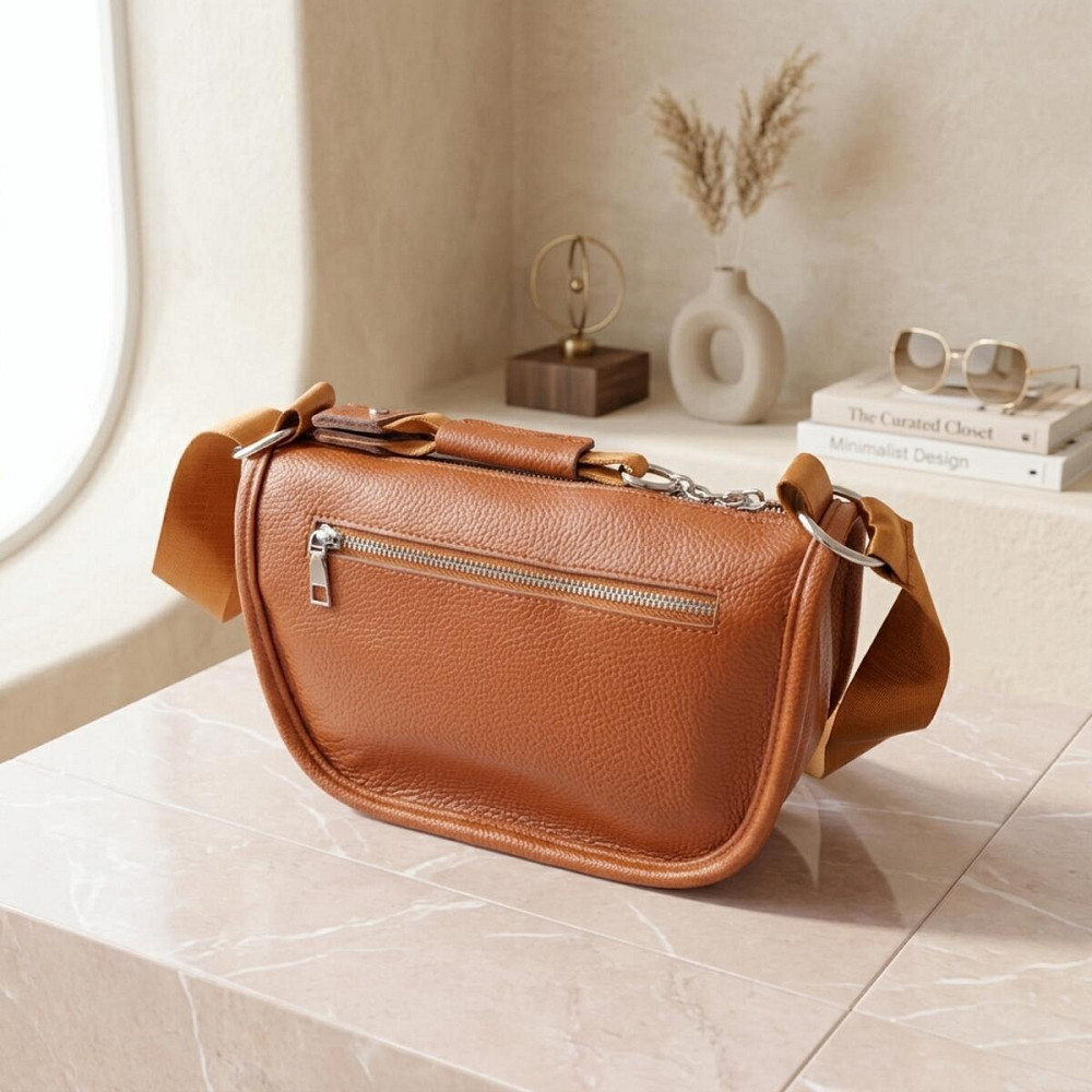 Напівкругла сумка для жінок з натуральної шкіри Vintage 22906 Коричневий Київ - фото 14