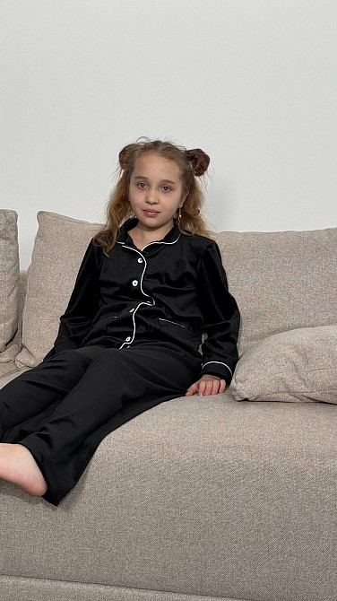 Дитяча велюрова тепла піжама дві кишені Чорний 146-152 Харків - фото 7