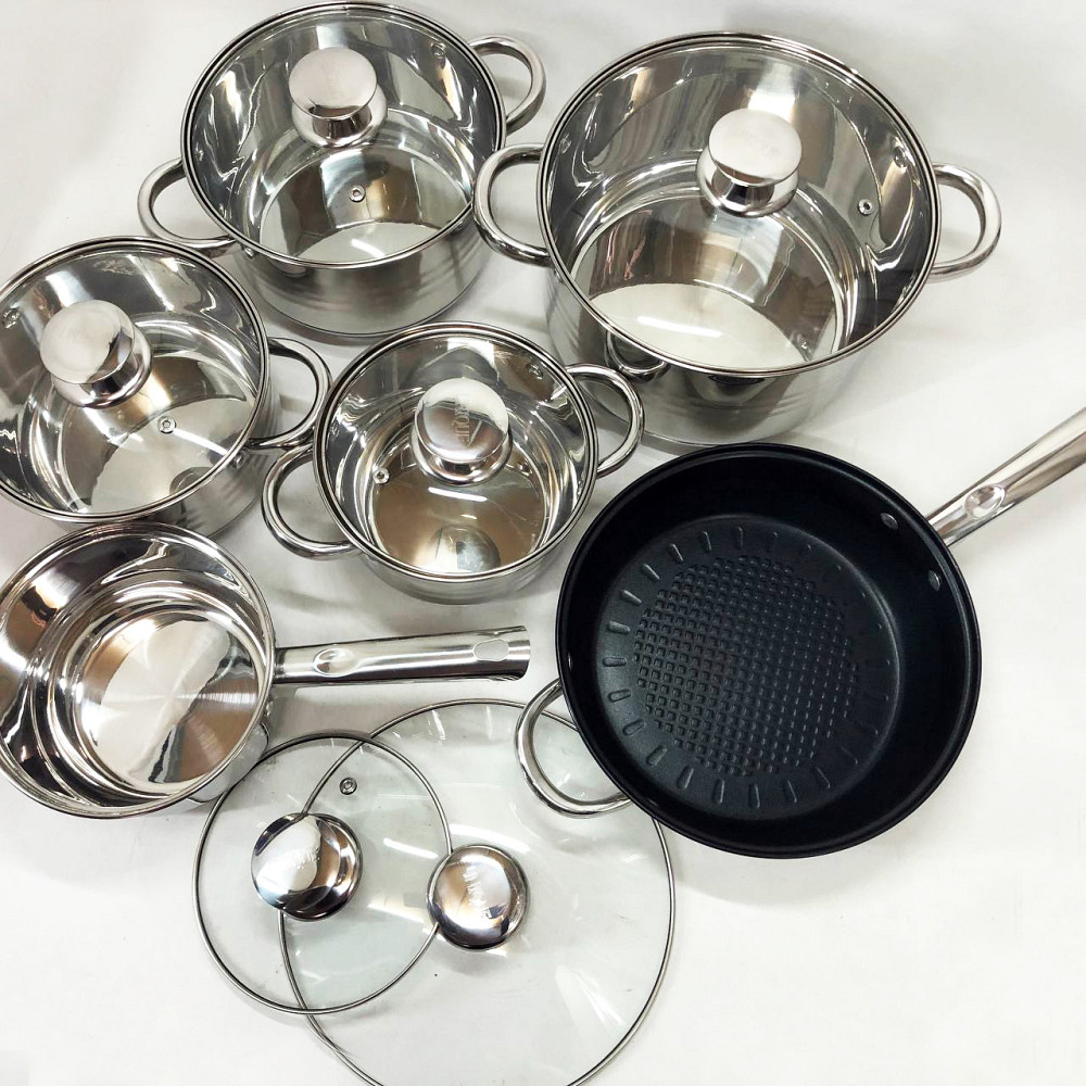 Набор кастрюль для плит UNIQUE UN-5037 12шт, Набор кастрюль-сотейников посуды для любых плит NF-22 Львов - изображение 4