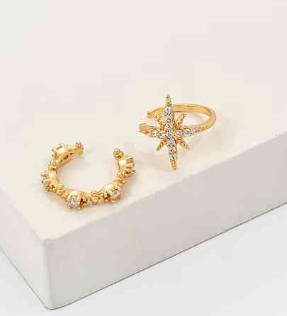 Набор каффов со стразами звезда и дуга без прокола бижутерия 2 шт Киев