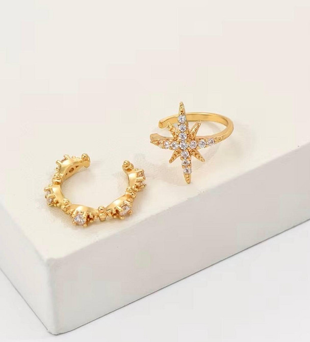 Набор каффов со стразами звезда и дуга без прокола бижутерия 2 шт Киев - изображение 3