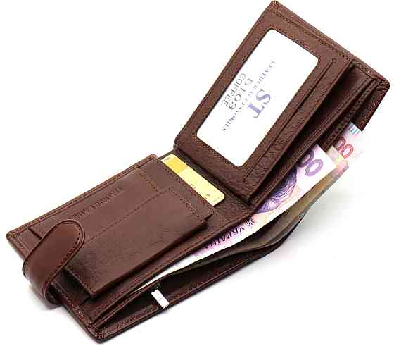 Коричневе чоловіче портмоне з натуральної шкіри з фіксацією ST Leather ST103 Київ