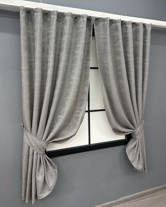 Комплект коротких штор VR-Textil Жакард Viva Marmo № 1781ш Світло-сірий 140х170 см 2 шт (35-0366) Київ - фото 2