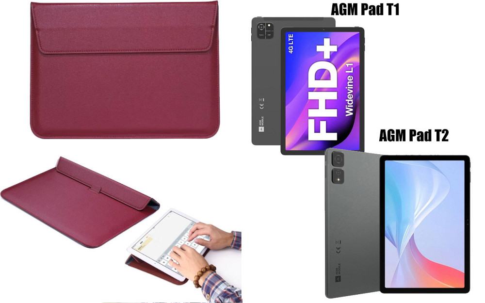 Чохол-конверт VitoCase для AGM PAD T1, AGM Pad T2, з функцією підставки для планшета Бордовий Київ - фото 1