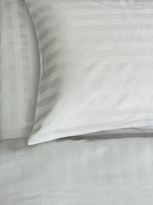 Ecotton Комплект наволочок Ecotton 70х70 см зі страйп-сатину 2 шт. готельний білий в полоску 2х Киев - изображение 7