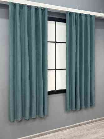 Комплект коротких штор VR-Textil Мікровелюр Petek № 1507ш Сіро-блакитний 130х170 см 2 шт (35-0405) Київ