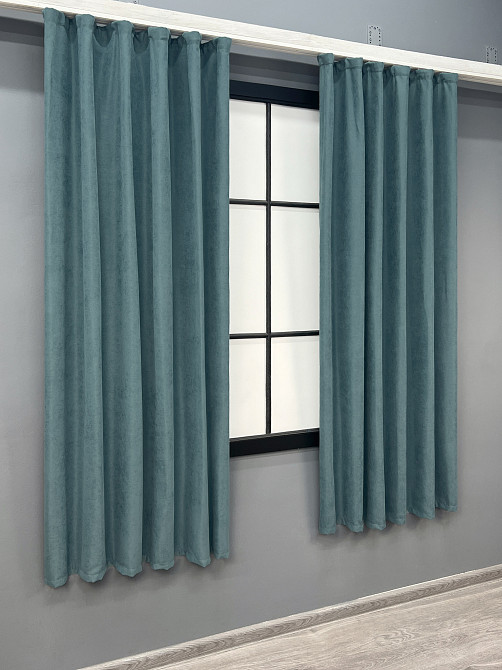 Комплект коротких штор VR-Textil Мікровелюр Petek № 1507ш Сіро-блакитний 130х170 см 2 шт (35-0405) Київ - фото 3