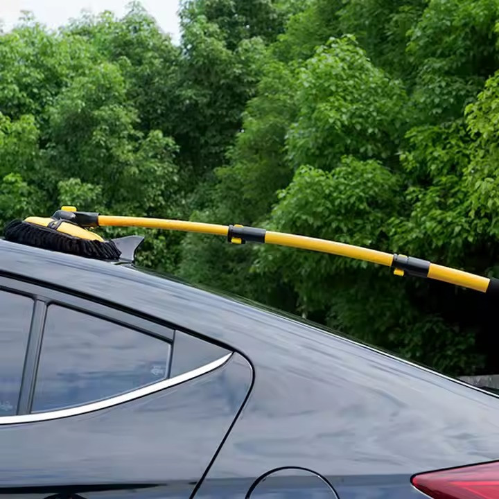 Швабра автомобильная для мойки с выдвижной телескопической изогнутой ручкой размер 28х100 см,желтая Каменец-Подольский - изображение 10