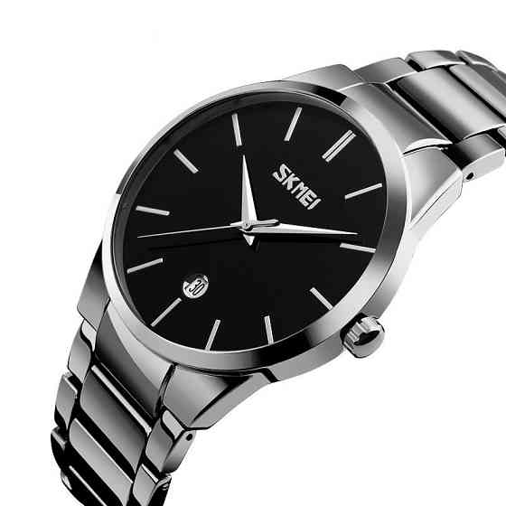 Мужские наручные часы Skmei 9140 серебристые с черным циферблатом Киев
