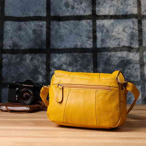 Шкіряна сумка для жінок на день Vintage 22969 Жовтий Київ