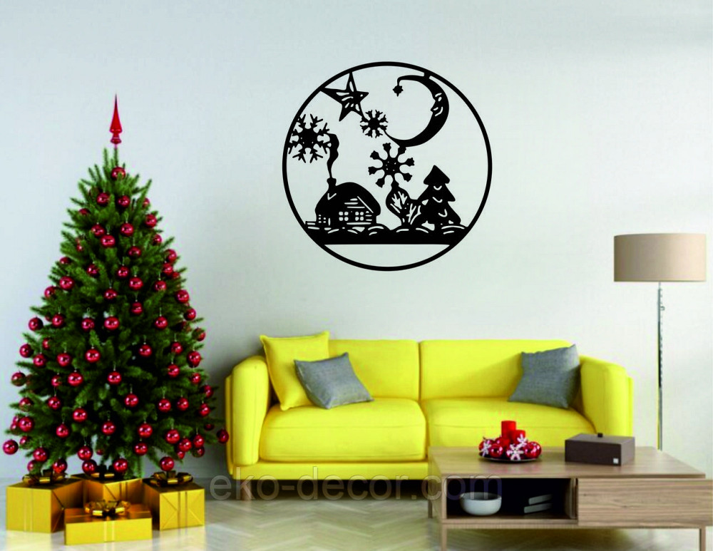 Декоративное настенное Панно «Новый год», Декор на стену 90*90 см, Чёрный Киев - изображение 7