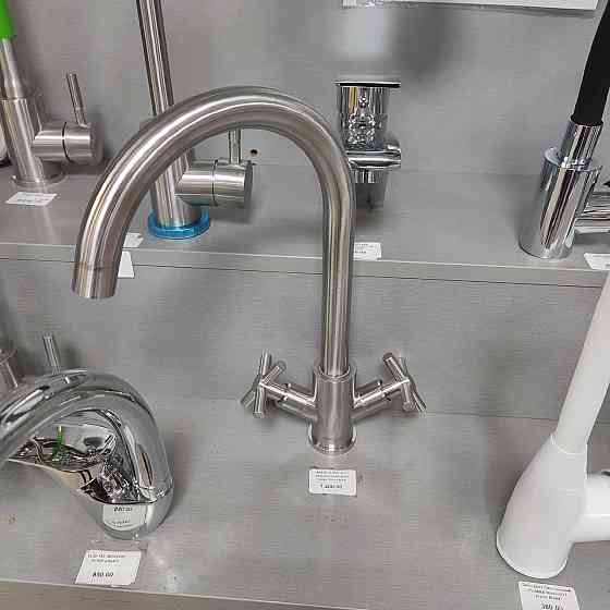 Змішувач для кухні MIXXUS DVE-011, ручки крест, з нерж. сталі Харків