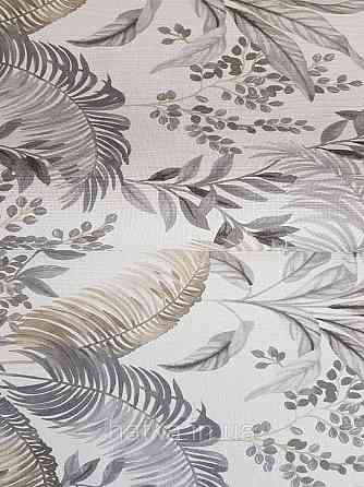 Обои виниловые на флизелине Rasch Florentine 1.06х10 листья ветки папоротника банана серые бежевые на белом Киев
