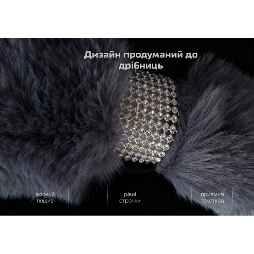 Автомобільний чохол на кермо VLOD-24FA6 сірий з мехом Харків - фото 5