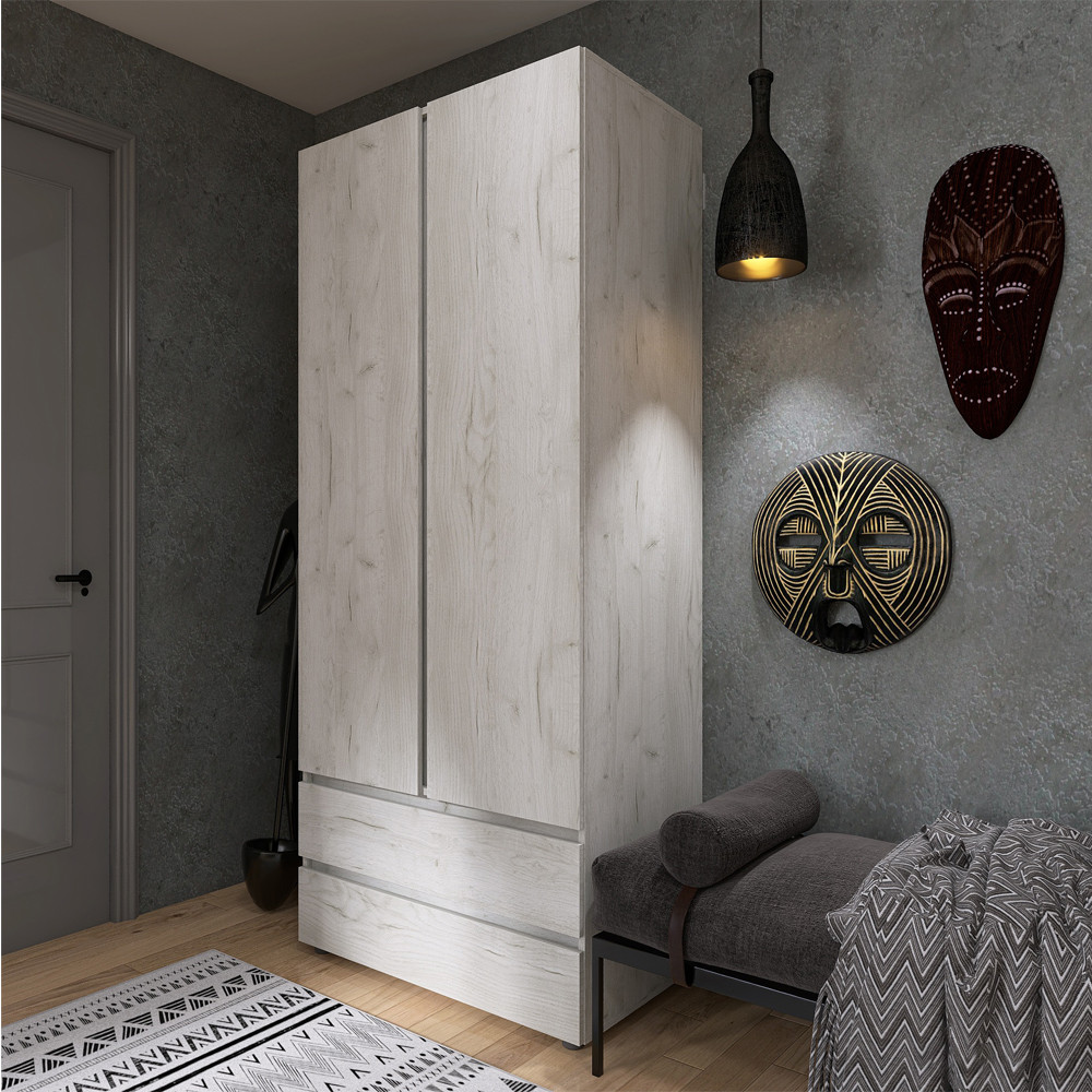 Шафа дводверна Еверест ШЛ-2 Лайт Дуб Крафт білий (DTM-071084) Львів - фото 2