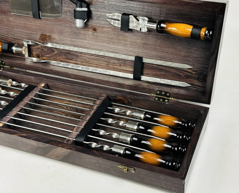 Подарунковий набір шампурів в дерев'яному кейсі для пікніка ОРІОН HAPPY DAYS Тернопіль - фото 5