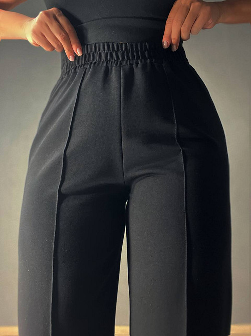 Брюки женские MY CITY 8286 палаццо-клеш с высокой посадкой черные, черный, SM Киев - изображение 13