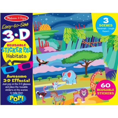Набір для творчості Melissa&Doug Багаторазові 3D наліпки з окулярами Місця існування тварин (MD9376) Вінниця - фото 1