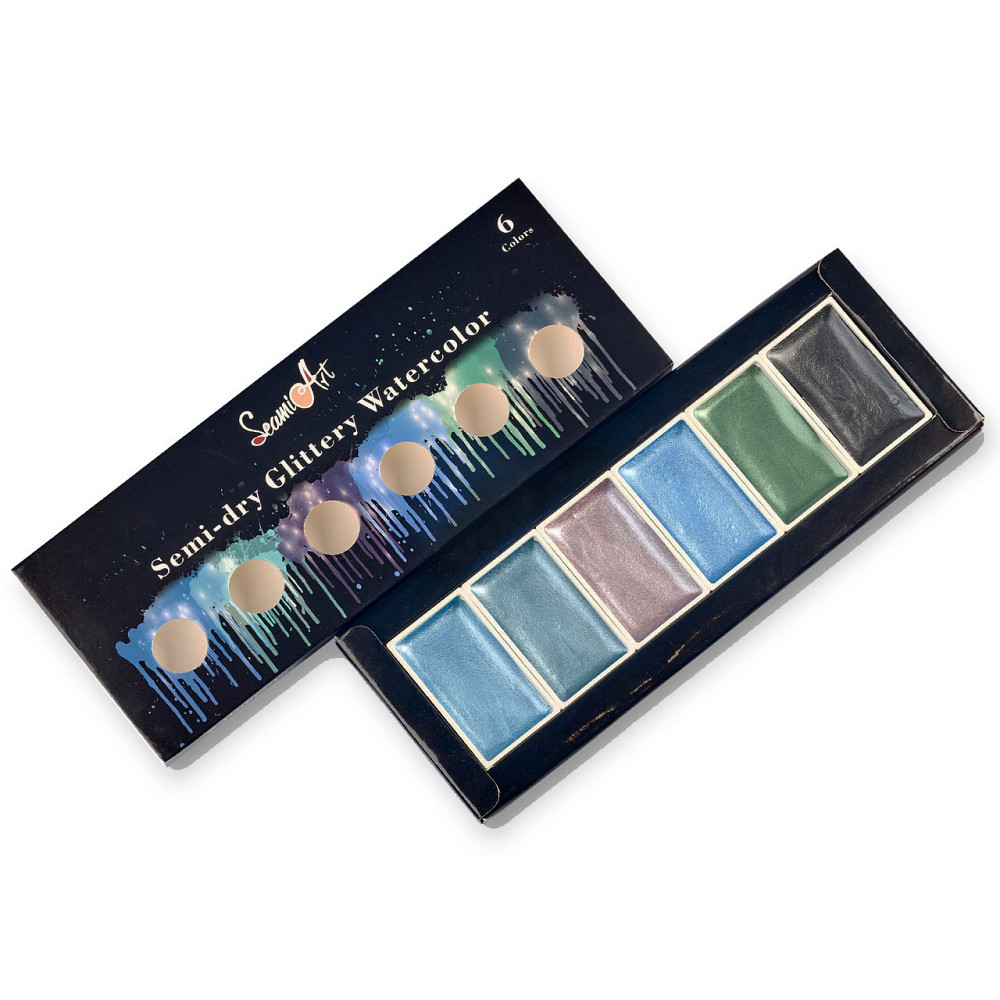 Набір фарб для малювання Seami Art Фарби акварельні з перламутром Сині відтінки Кам'янець-Подільський - фото 1