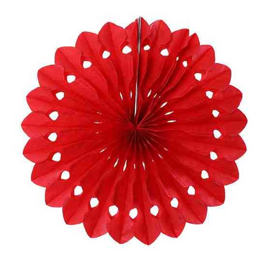 Бумажный веер для декора 30 см красный Киев