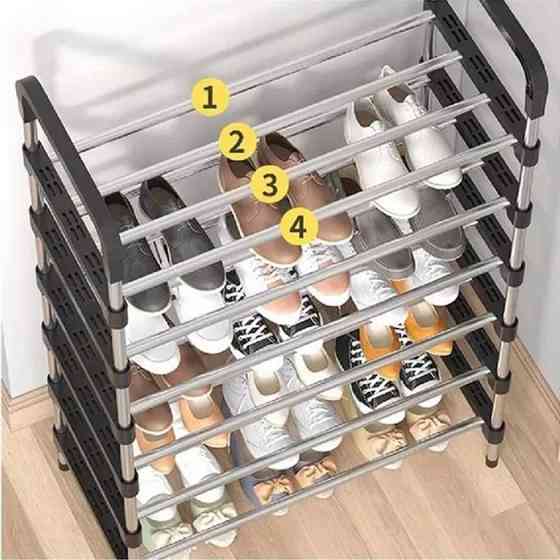 Полиця для взуття з пластиковими з'єднаннями Shoe Rack 6 полок 56х28х113см, Зберігання взуття ідеї FD-50 Одеса