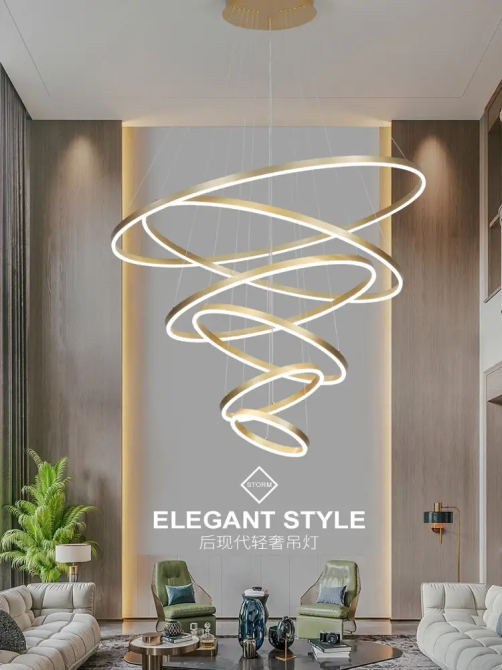 Світлодіодна люстра Олімпія PJ812С-5 20+30+40+80+100см (5 кілець) Золотистий Вінниця - фото 9