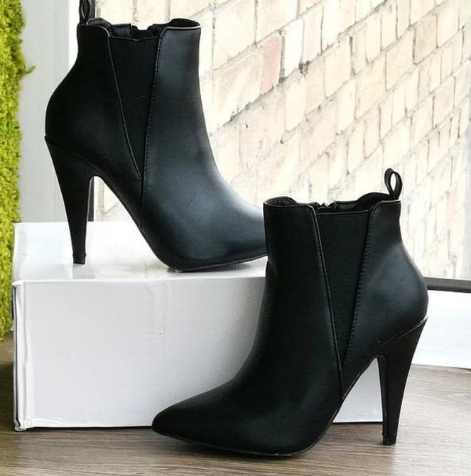 Жіночі Черевики Чорні на Каблуку Шкіряні Модельні Ботильйони Напівчоботи (розміри: 36,37,38,39,40) - 60 Дніпро - фото 8