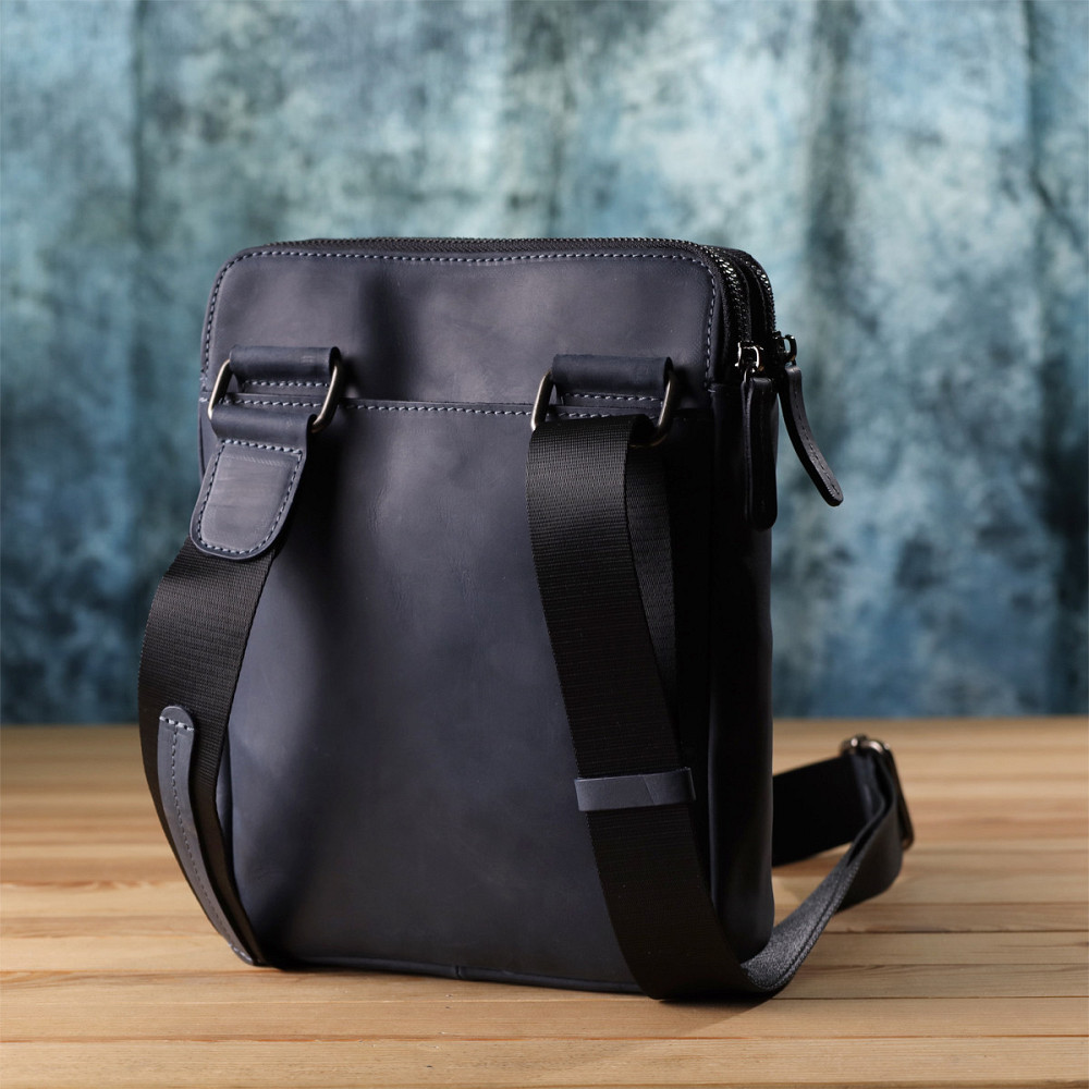 Практичная мужская сумка через плечо из винтажной натуральной кожи Shvigel 20867_1 Синий Киев - изображение 2