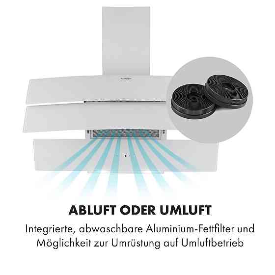 Вытяжка Antonia без головы 90 см 350 м³/ч сенсорная панель управления EEC B стекло белое 90 см | Белый Ровно