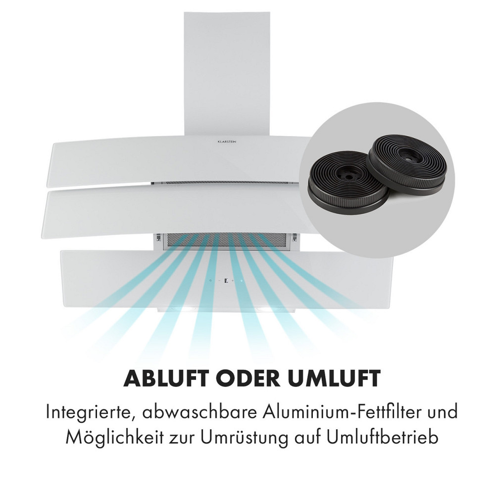 Витяжка Antonia без голови 90 см 350 м3/год сенсорна панель керування EEC B скло біле 90 см 
             Білий Рівне - фото 3