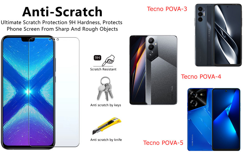Защитное стекло NeoGlass для Tecno POVA-3, POVA-4, POVA-5 – ультрапрозрачное и устойчивое Киев - изображение 1