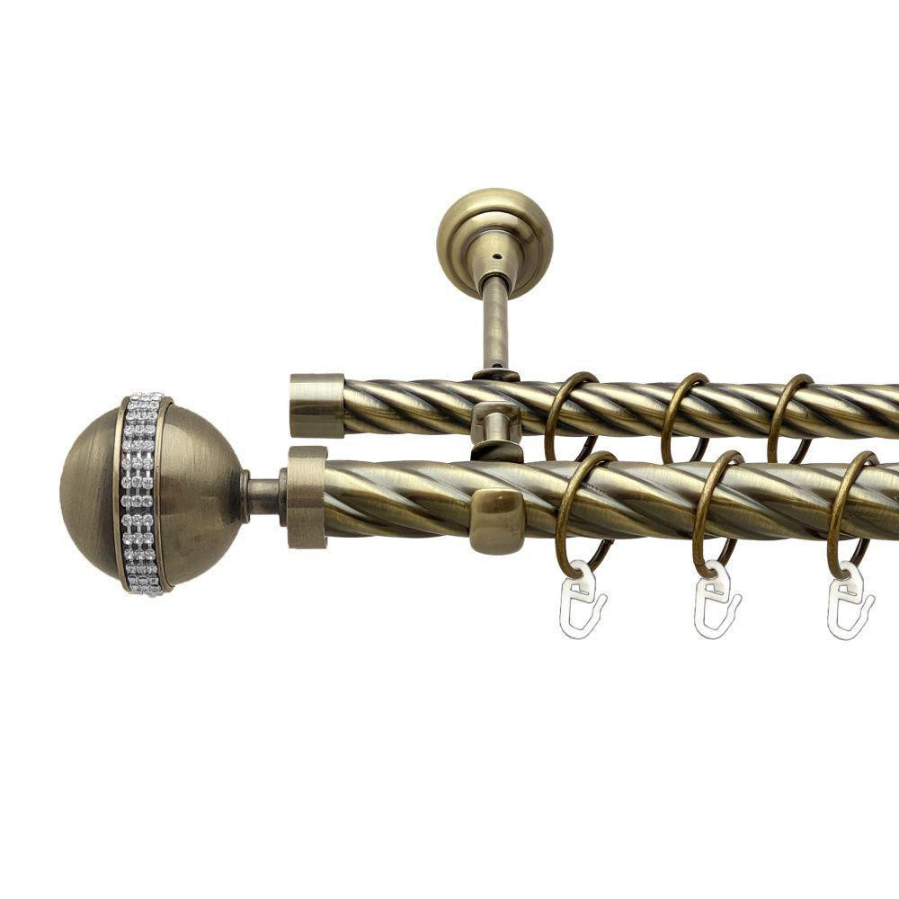 Карниз Orvit Авея металевий дворядний відкритий скручена труба кільце металеве Антик 25\19 мм 200 см (00-00018325) Львів - фото 1