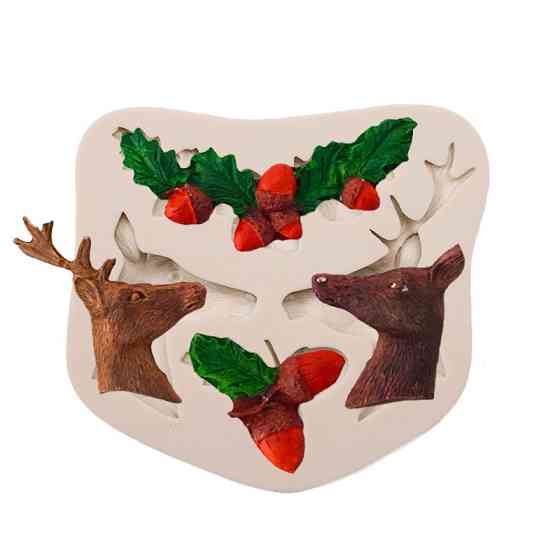 Молд новогодний Олени 93 на 99 мм серый Киев