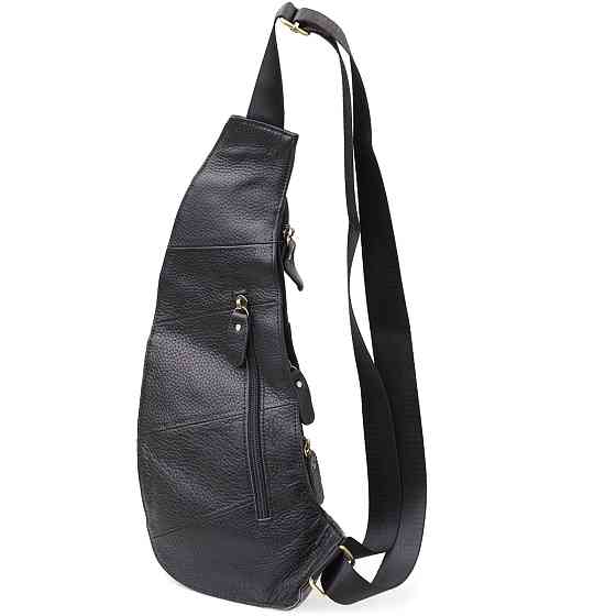 Чоловіча сумка з великою кількістю кишень із натуральної шкіри Чорний (Vintage) Київ