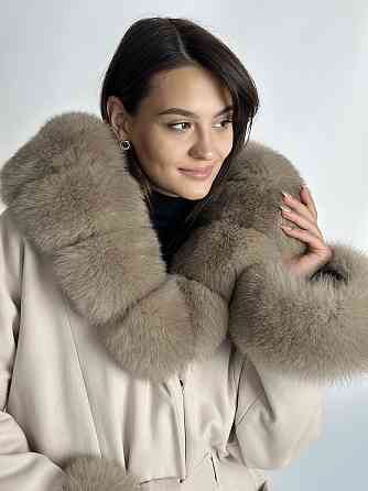 Пончо женское с мехом капюшон и манжеты Бежевый 46/48 Харьков