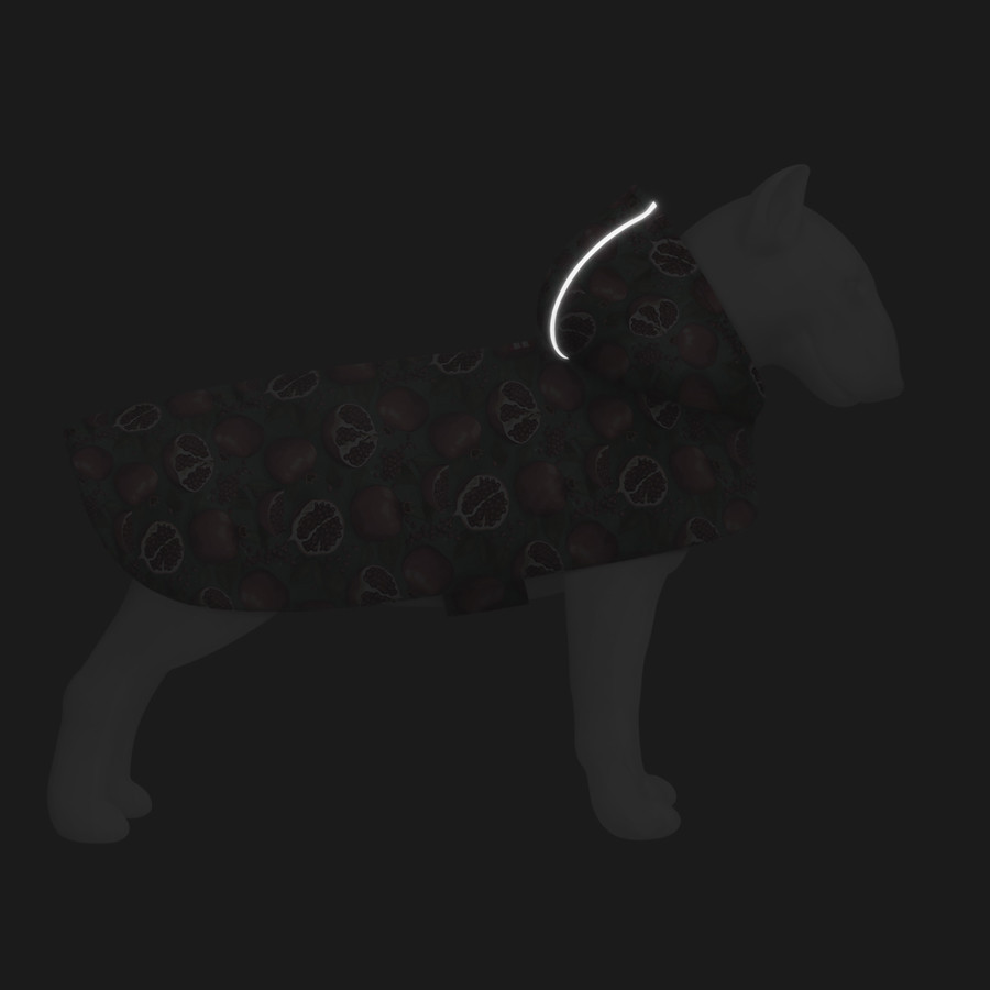 Дощовик-накидка з капюшоном для собак WAUDOG Clothes, малюнок "Гранати", XL, А 55-61 см, B 68-80 см, С 42-52 см Київ - фото 5