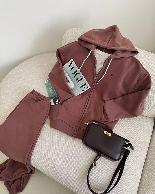 Жіночий повсякденний теплий костюм із тринитки на флісі Шоколад, 48/50 Одеса - фото 3