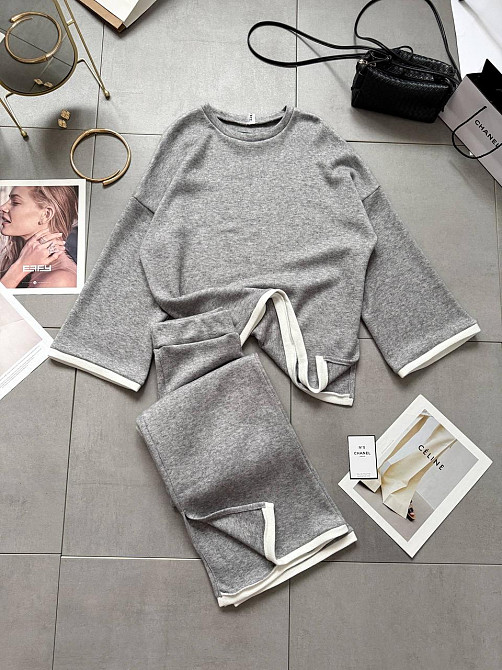 Женский базовый теплый костюм двойка качественная турецкая ангора double Серый, 46/48 Одесса - изображение 1