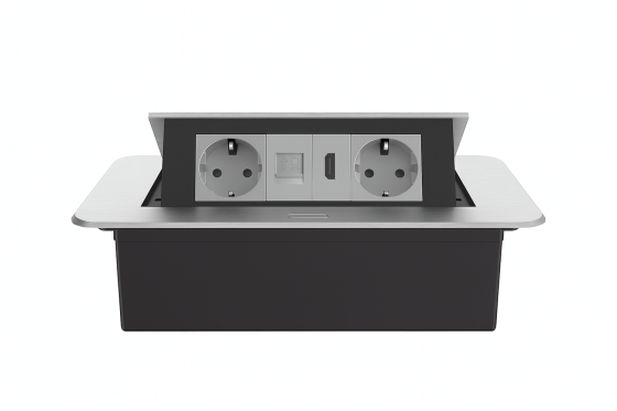 LIVOLO Меблева розетка потрійна LIVOLO срібна, вбудована у стільницю для офісу/конференц-залу/к Коломия