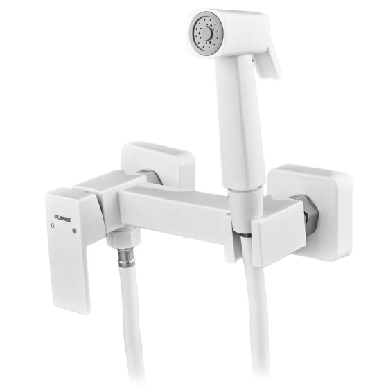 Змішувач для гігієнічного душу Plamix Kubus-222 SET White (з шлангом та лійкою) (PM0744)   ( 23662 ) Харків
