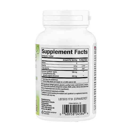 Берберин Natural Factors Berberine LipoMicel Matrix 60 гел капс Киев