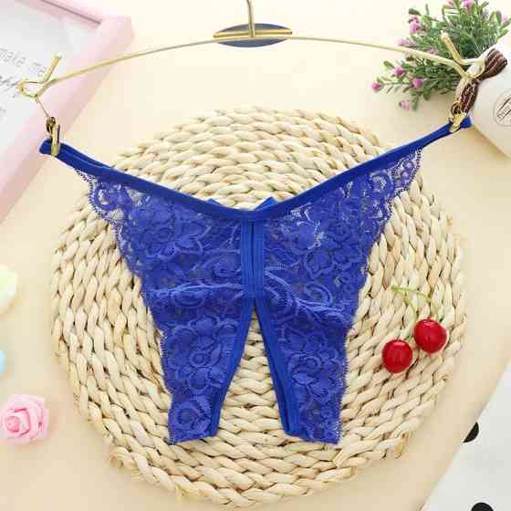 Жіночі трусики з вирізом та бантиками універсальний синій Київ