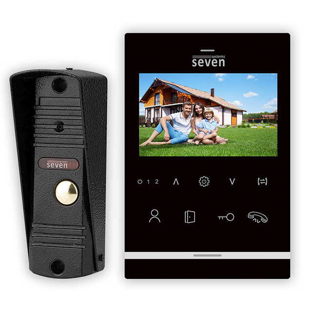 Комплект домофону 4 дюйми з панеллю виклику SEVEN DP–7542 Kit black Київ - фото 2