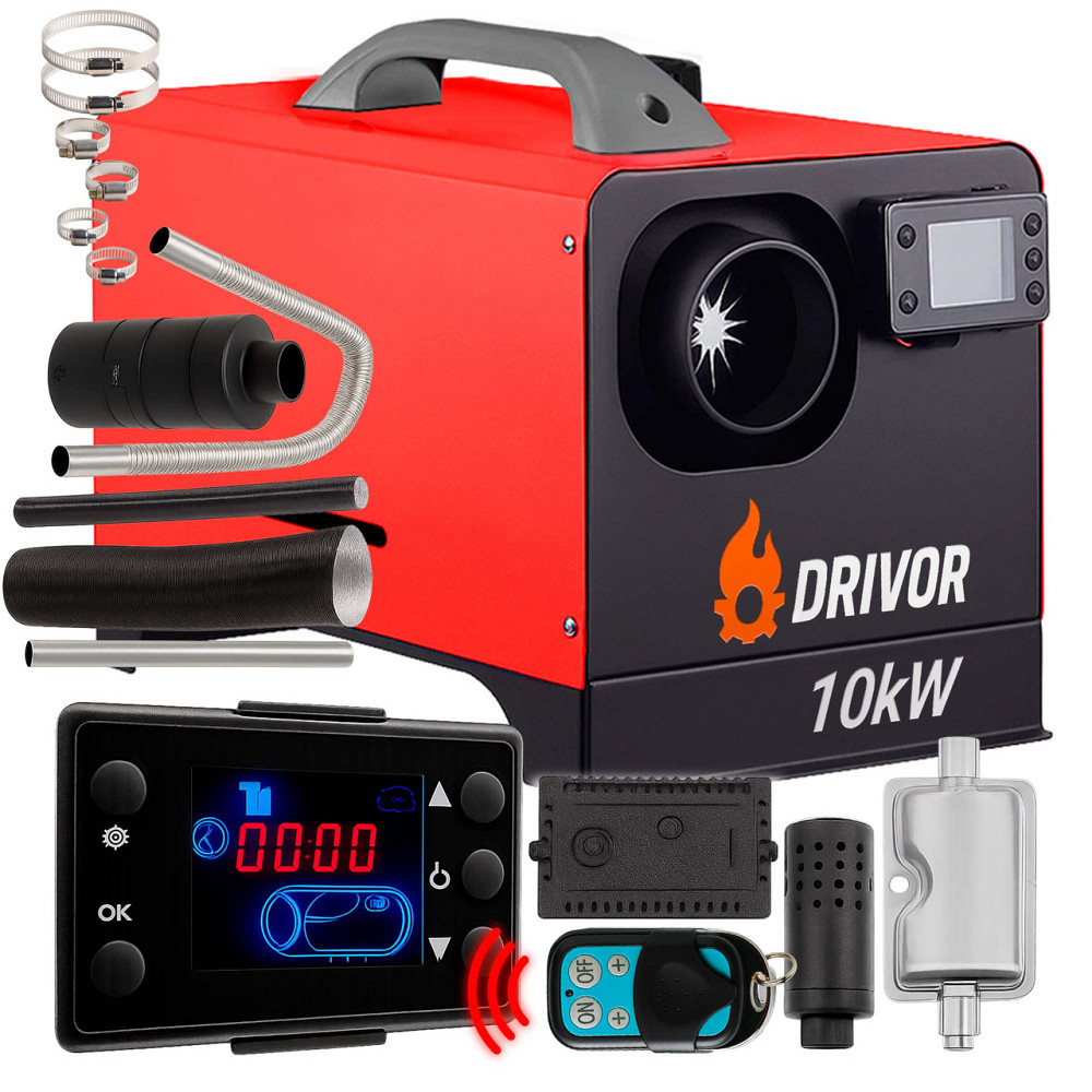 Автономний дизельний обігрівач (Webasto) Drivor 10 кВт (12В/24В/220В) з LCD-дисплеєм та пультом ДК Київ - фото 1
